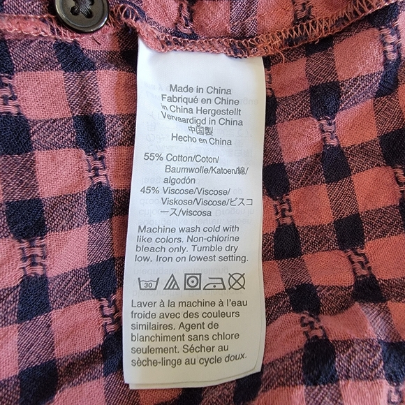 Madewell corrier  button back short sleeve plaid top blouse size M AJ989 - Picture 6 of 11